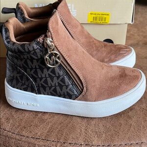 Michael Kors Kids Tan and White High-Top Sneakers